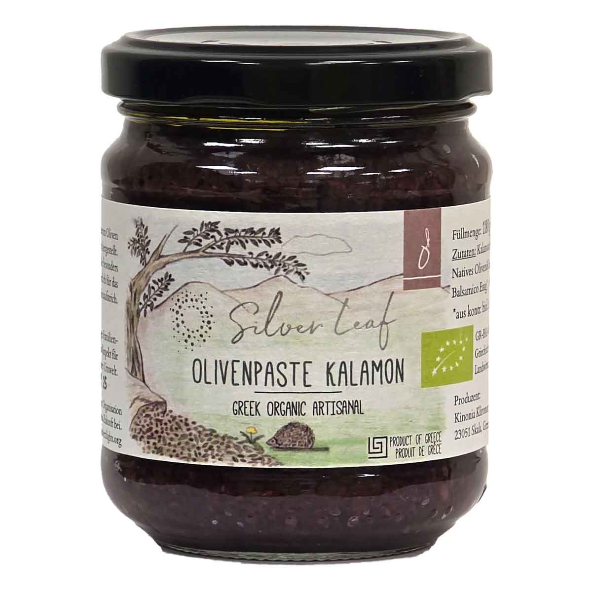 "Silver Leaf" Kalamon BIO Olivenpaste MDH 31.1.25, 180 g
