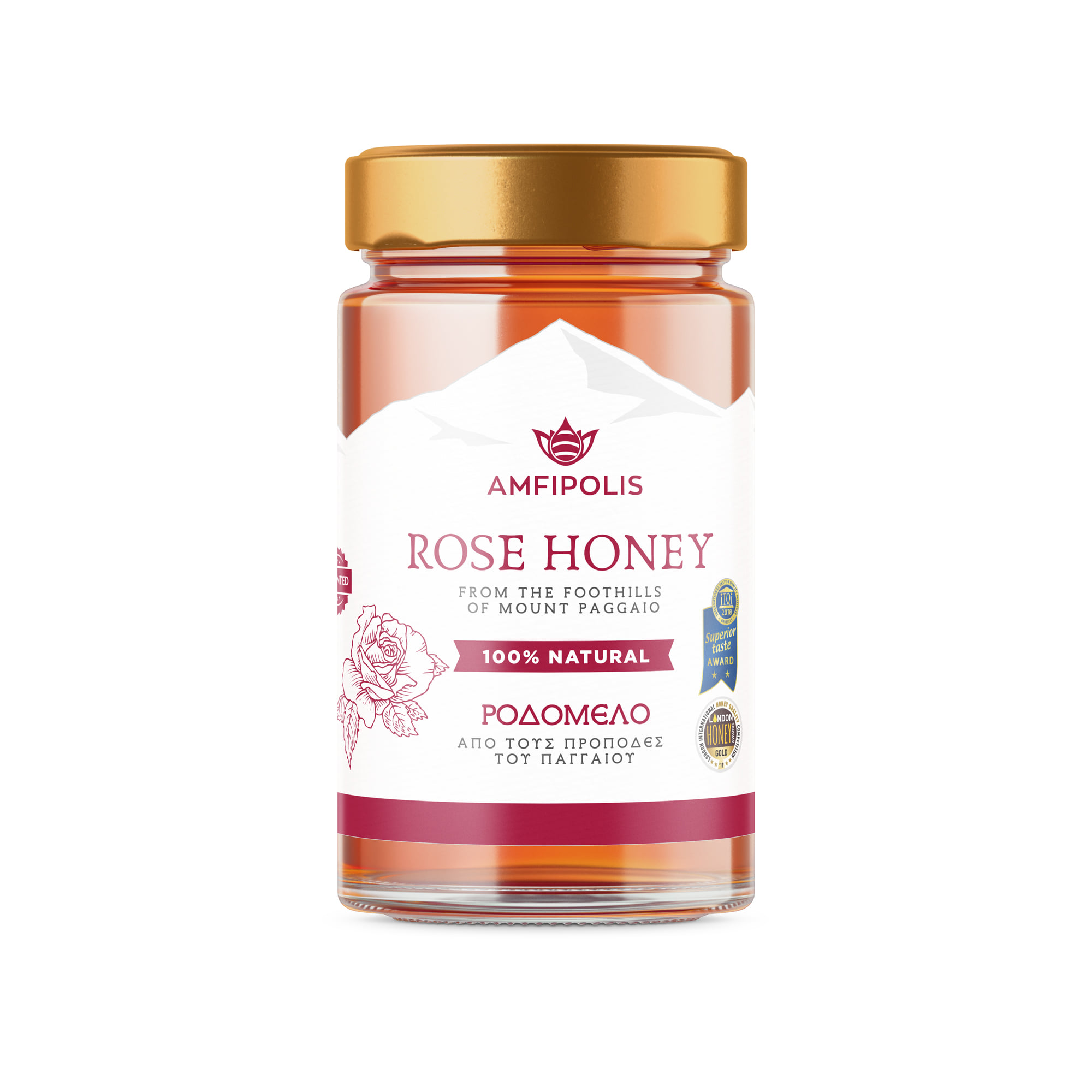 "Amfipolis" Rosen Premium Honig aus Rodolivos, 400 g