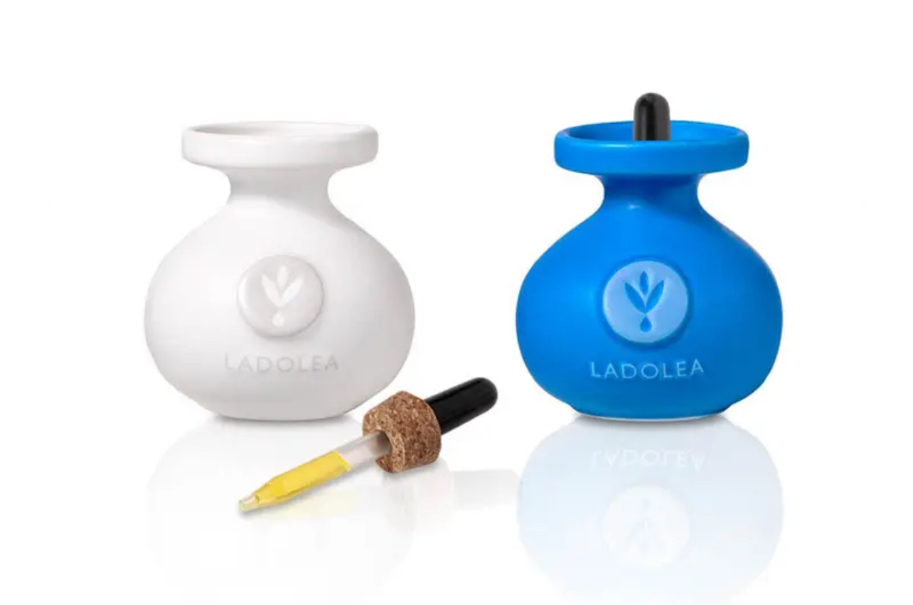 Ladolea Keramik Duo-Set, Bio-Olivenöl extra vergine & Bio Balsamico, 2x80ml