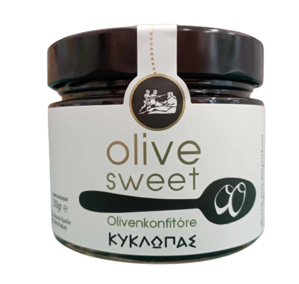 Kyklopas-Suesse-Oliven2 "Kyklopas" Οliven Gourmet Konfitüre Makris γλυκό του κουταλιού, MHD 30.12.2025, 350 g