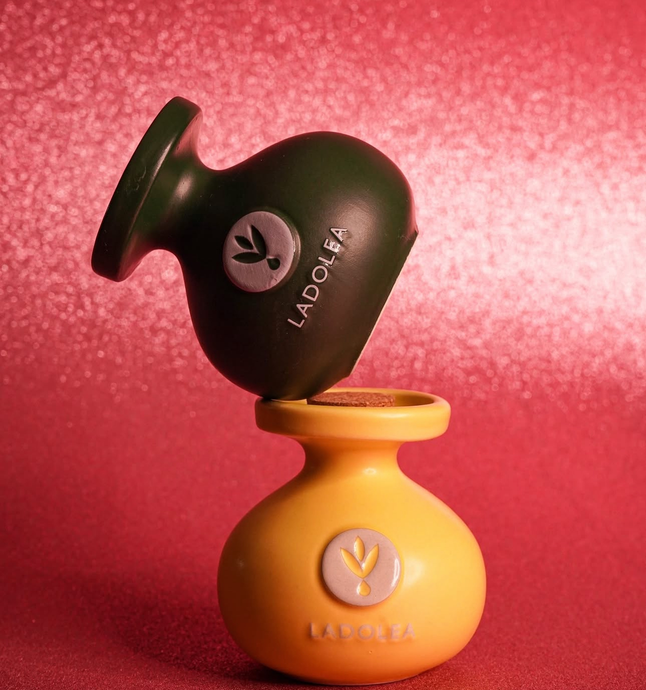 Ladolea Keramik Duo-Set, Bio-Olivenöl extra vergine mit Zitrone & Oregano, 2x80ml