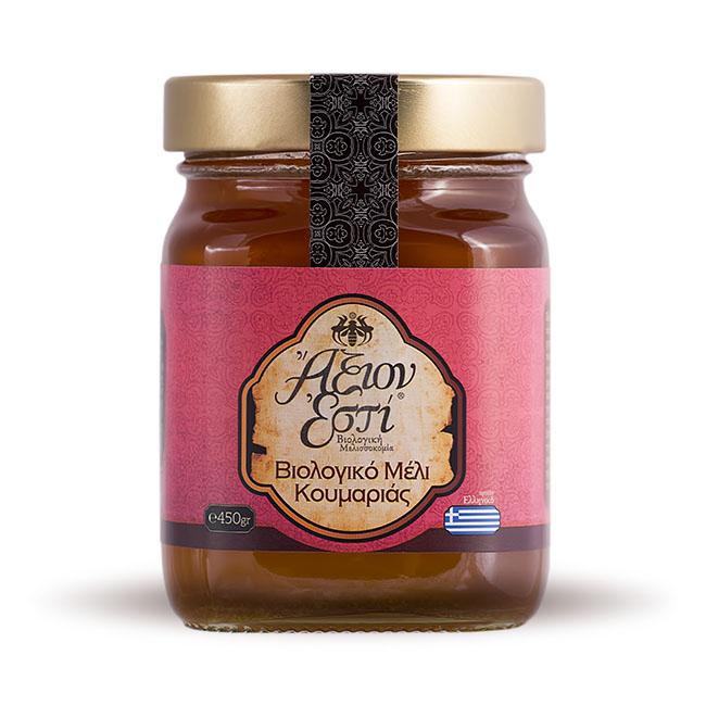 axion-esti-koumaria-450gr1 „Axion Esti“ BIO Koumaria Honig ( Erdbeerbaum ); 450 g