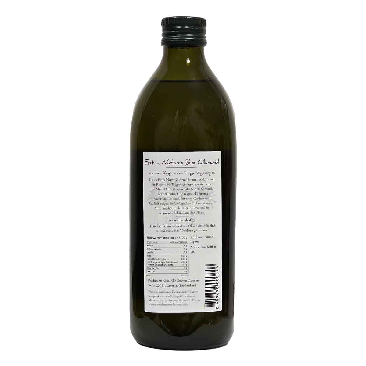 SILVER LEAF BIO, Ultra Premium Olivenöl aus Sparta Ernte 2023/24, 1 Liter