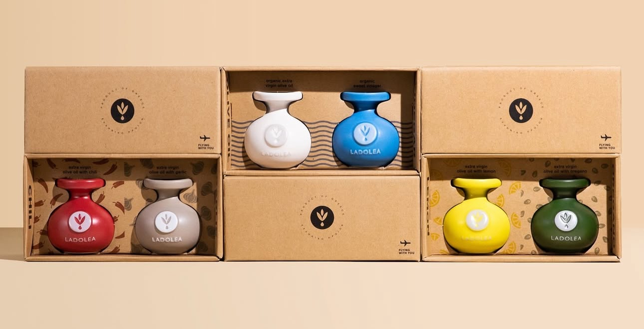 Ladolea Keramik Duo-Set, Bio-Olivenöl extra vergine mit Chili & Knoblauch, 2x80ml 