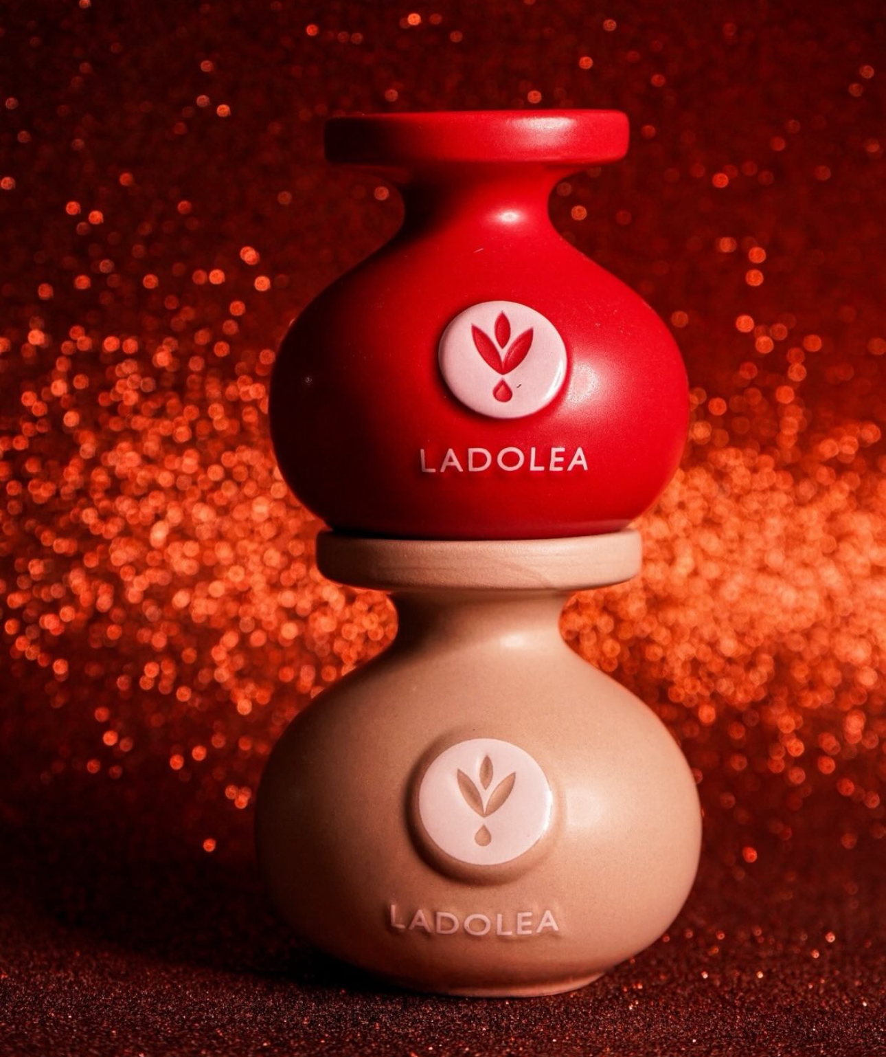 Ladolea Keramik Duo-Set, Bio-Olivenöl extra vergine mit Chili & Knoblauch, 2x80ml 