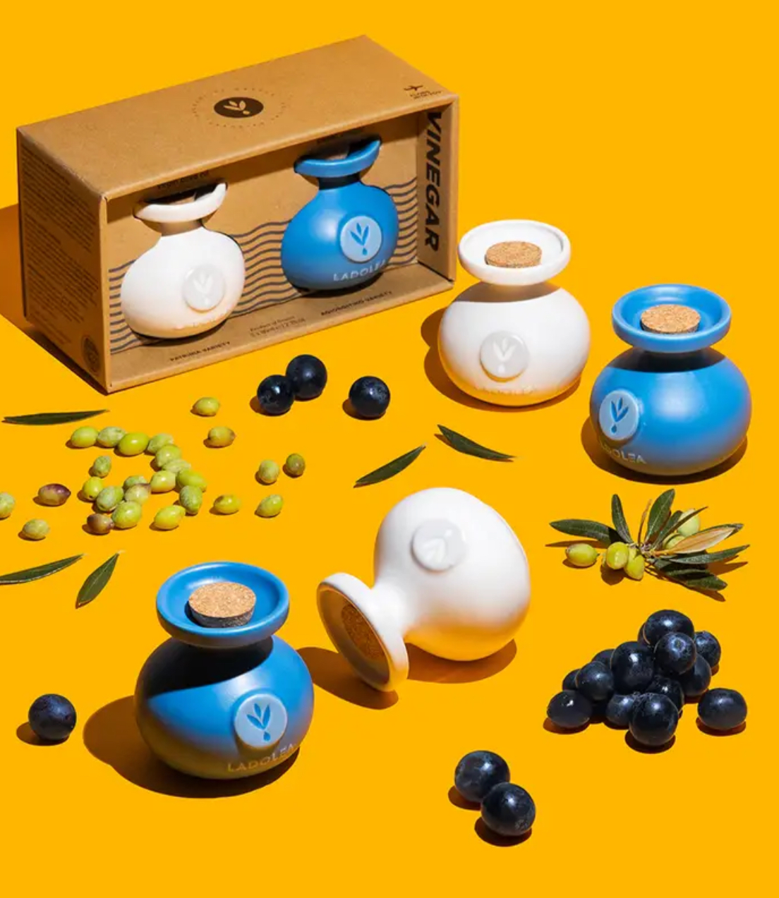 Ladolea Keramik Duo-Set, Bio-Olivenöl extra vergine & Bio Balsamico, 2x80ml