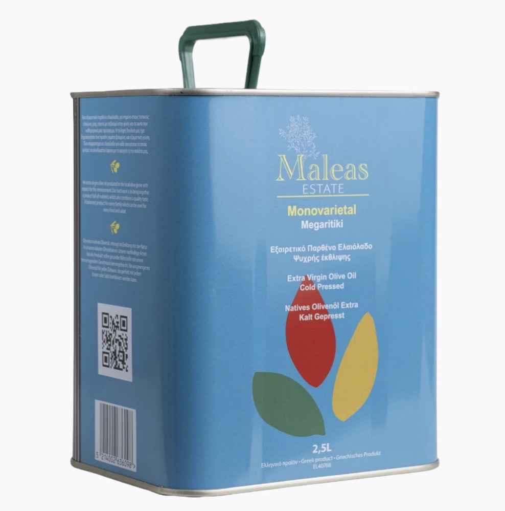 Maleas Organic Monovarietal EVOO Megaritiki - Set (500 ml & 2,5 Liter)