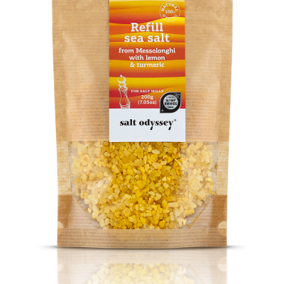 Sea Salt mit Lemon & Kurkuma Nachfüllung für Mühle " Salt Odyssey" MDH 8/ 24, 190 g