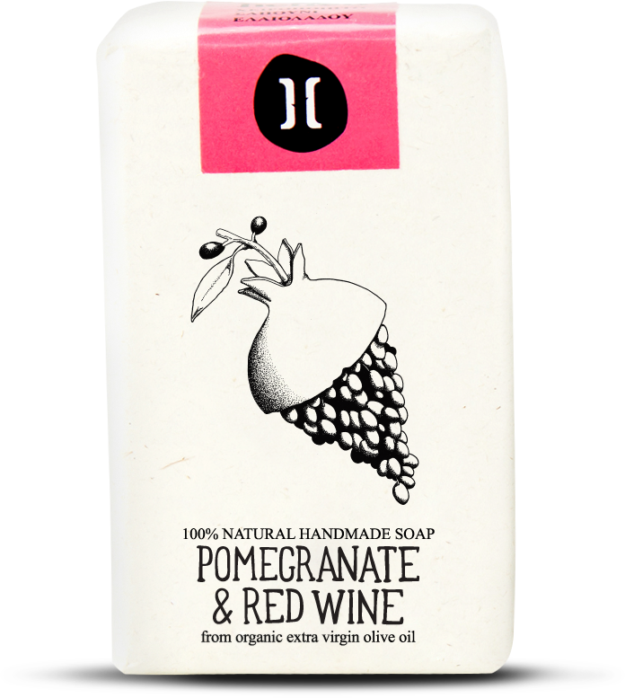 helleo-pomegranate Bio Olivenölseife aus Kreta  mit Granatapfel & Rotwein, 120 g