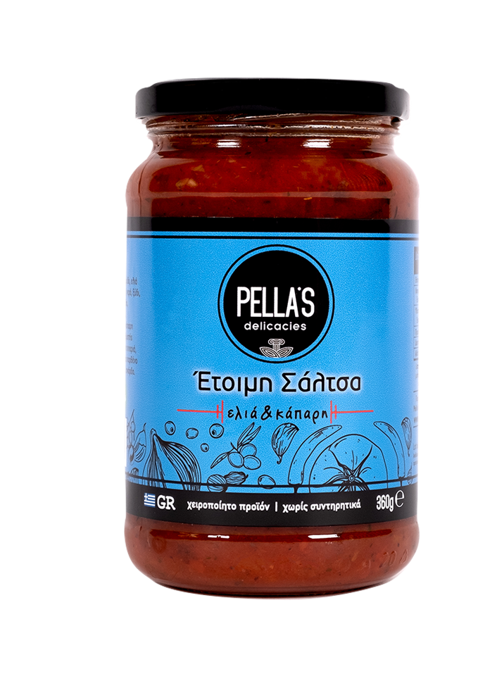 "Pella´s" Tomaten Sauce mit Oliven & Kapern, ready-to-serve, 360 g