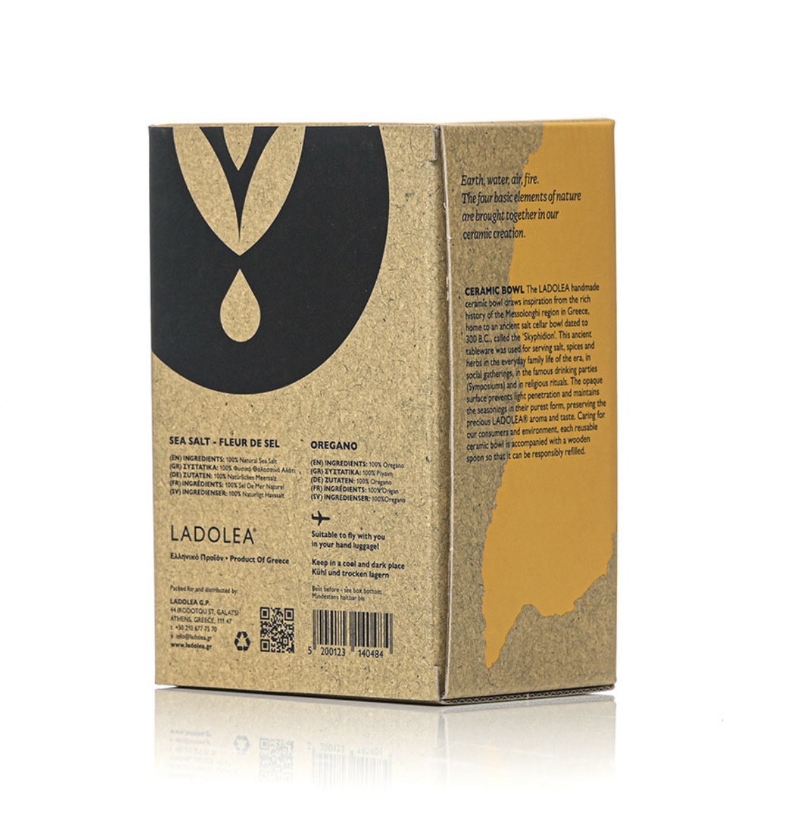 LADOLEA Premium Set – Bio-Oregano & Fleur de Sel in handgefertigten Keramikschalen, 30g + 5g
