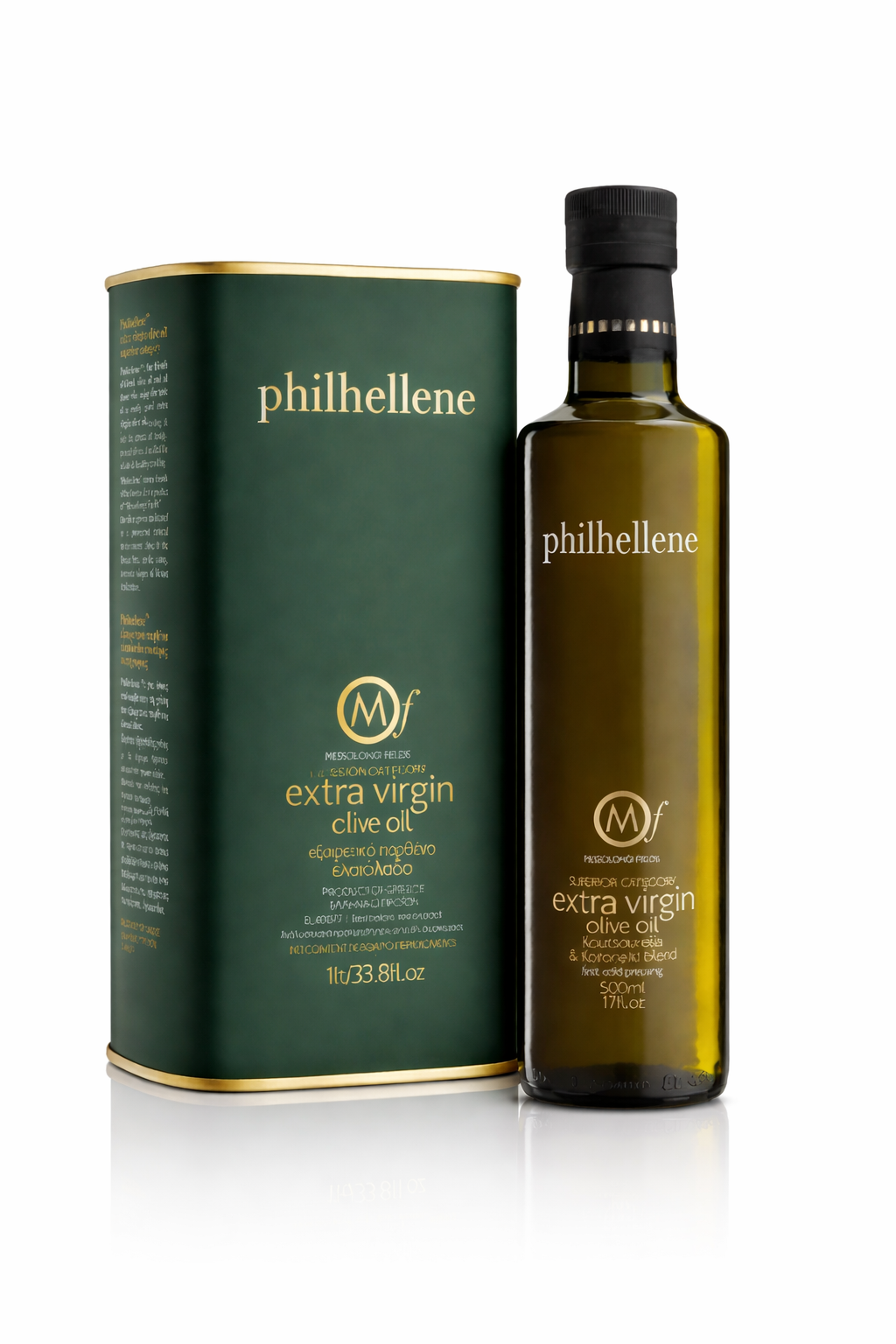 Messolongi Philhellene Premium Olivenöl Koutsourelia/Koroneiki – Set (500 ml & 1 Liter)