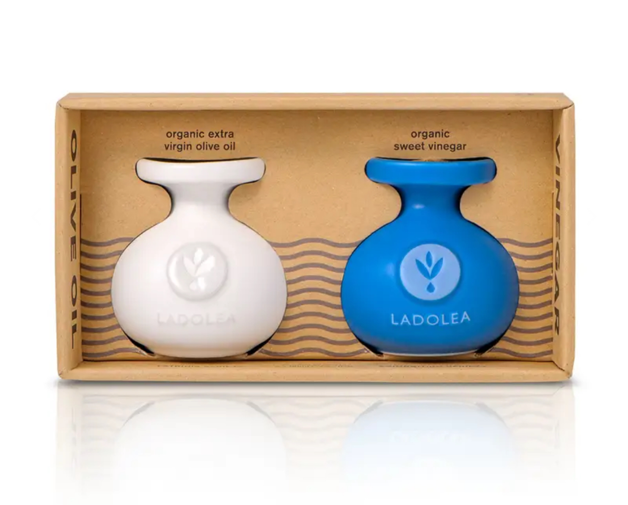 Ladolea Keramik Duo-Set, Bio-Olivenöl extra vergine & Bio Balsamico, 2x80ml