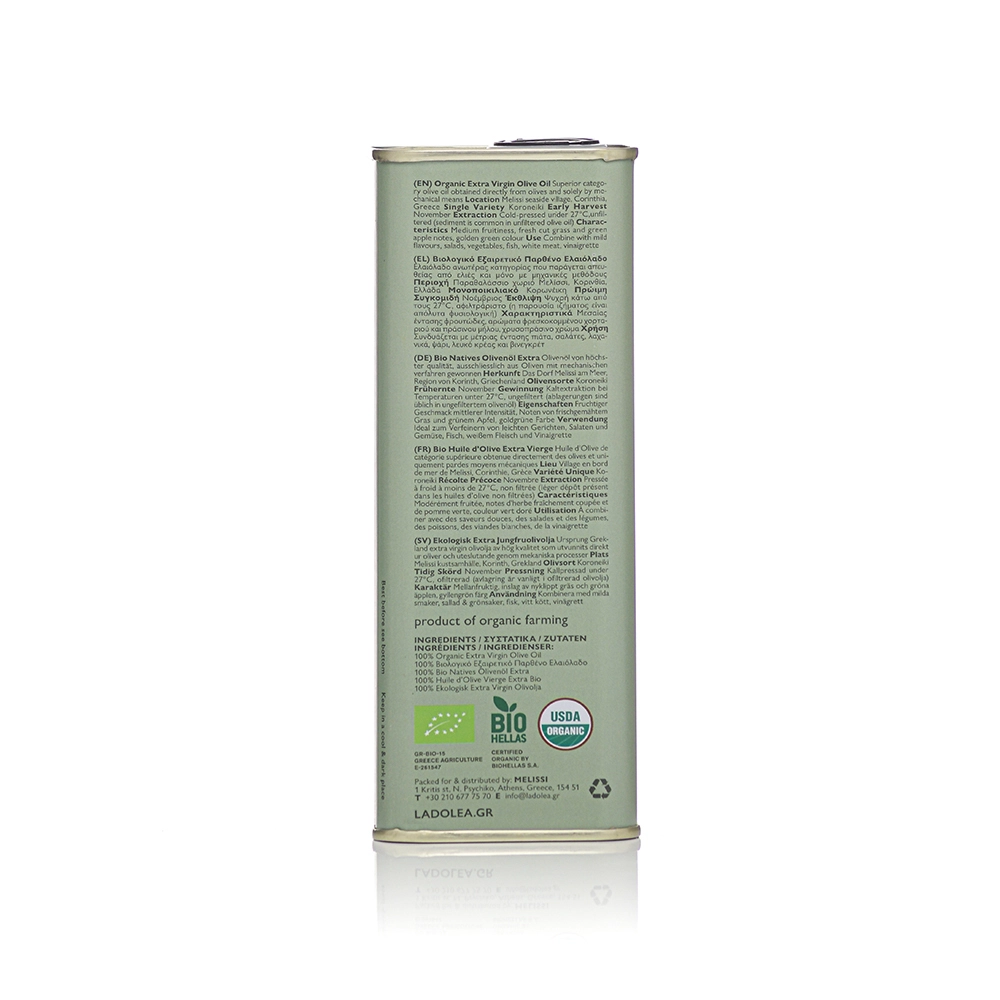 Ladolea Premium Bio Olivenöl Medium Fruity Koroneiki, Neue Dose 500ml