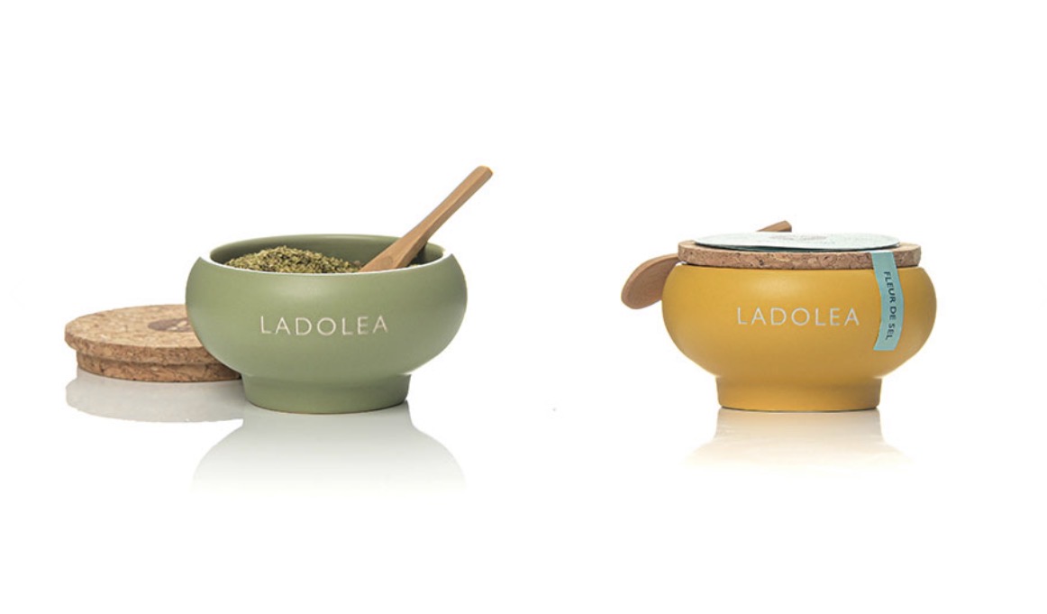 LADOLEA Premium Set – Bio-Oregano & Fleur de Sel in handgefertigten Keramikschalen, 30g + 5g