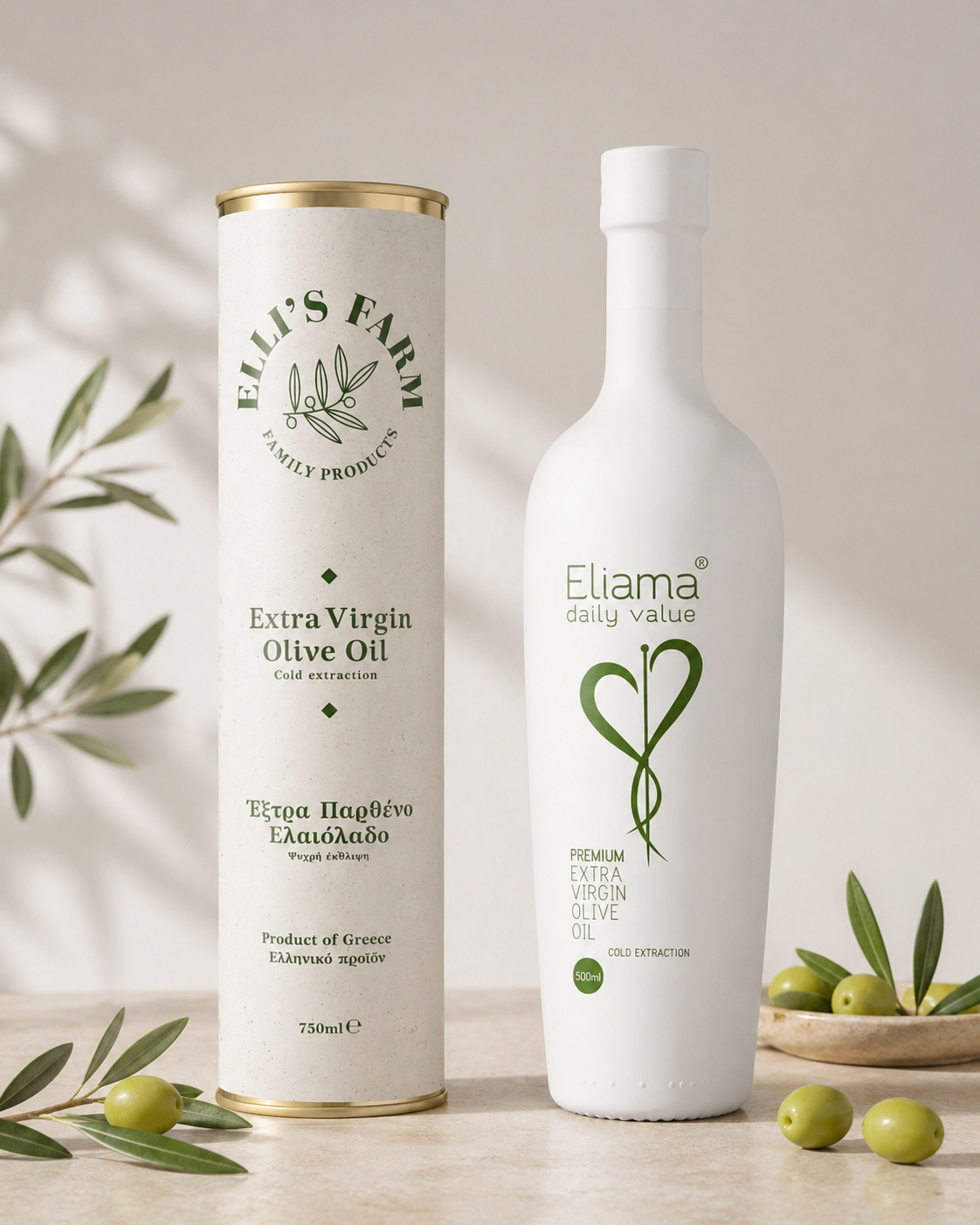ELLIS FARM Eliama Premium Olivenöl Kreta – Set (500 ml & 750 ml)