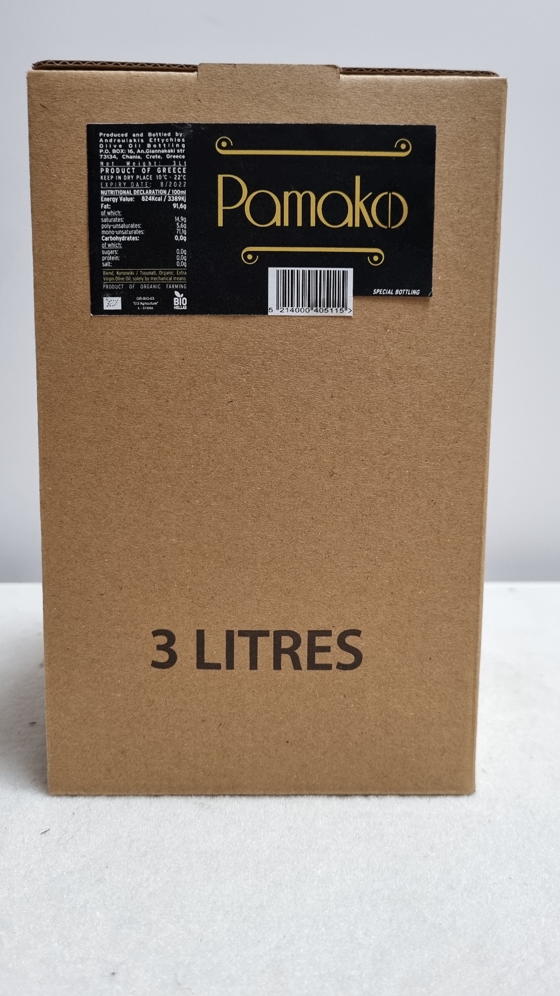 Pamako Bio Ultra Premium Monovarietal-Mountain Extra Virgin Olivenöl Neue Ernte 2025/26, 3 Liter Bag-in-Bo