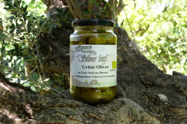 Grüne Bio Oliven in Extra Nativem Olivenöl ohne Stein, 300 g