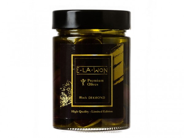 "Black Diamond" E-LA-WON Premium-Oliven in Olivenöl, MDH 31.12.21, 380 g