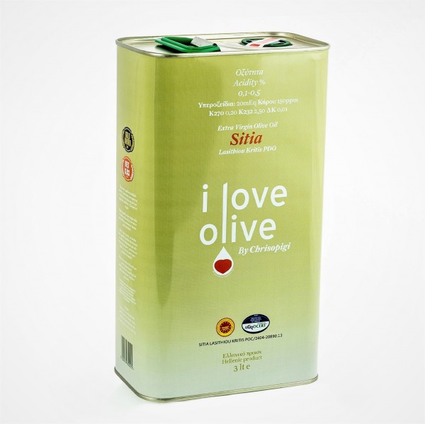 I Love Olive by "Chrisopigi" EVOO Premium Olivenöl aus Kreta, 3 Liter Kanister