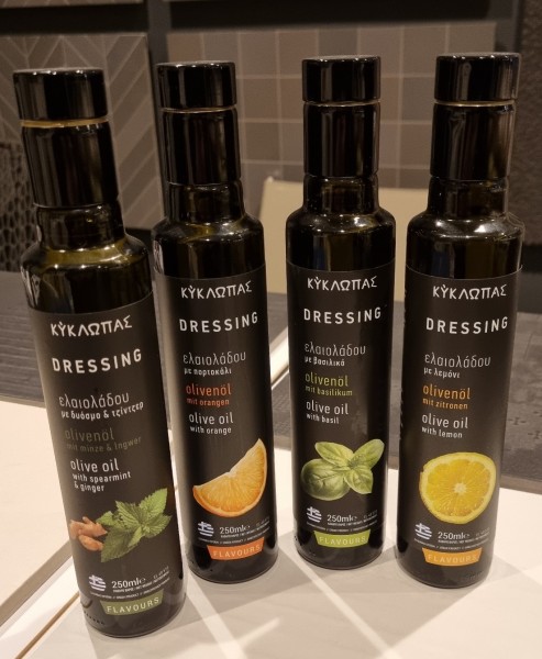 Kyklopas Premium Olivenöl Dressings 4 Sorten MDH 30.08.23, 4 Flaschen á 250 ml